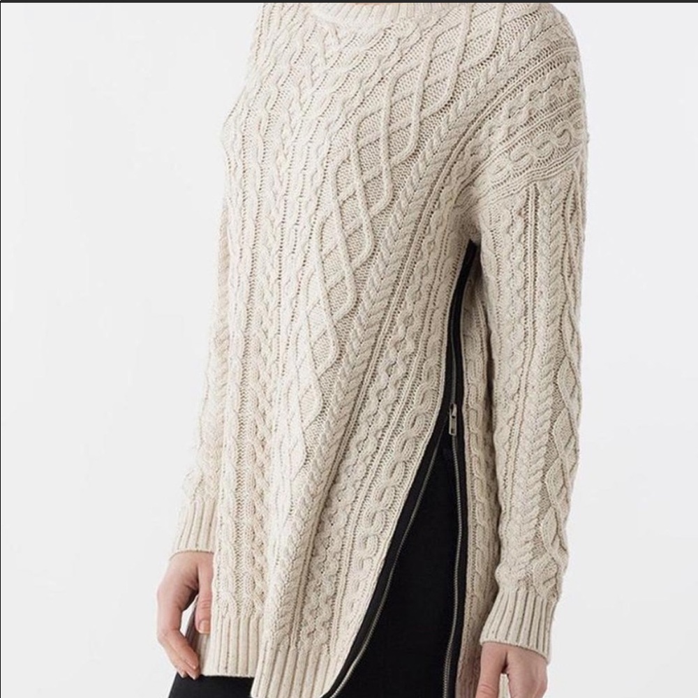 Blue Margaret O’Leary Side Zip Tunic Sweater Size Large 100% Cotton